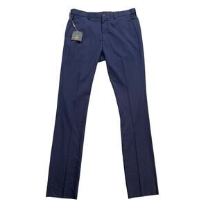 ZeGarie Pants Mens 34 Navy Blue Tailored Flat Front Stretch Business Trouser